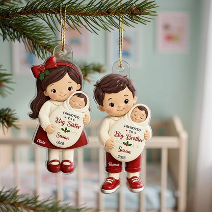 Promoted to Big Sibling Acrylic Ornament, New Baby Keepsake Creative Gift for Son or Daughter