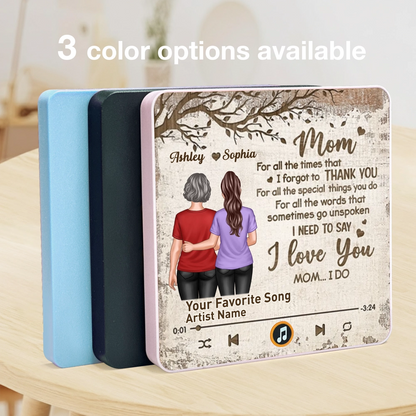 Acrylic Music Magnet Personalized for Mom, I Love You Quote with Mom and Daughter Hugging, Sweet Gift Idea