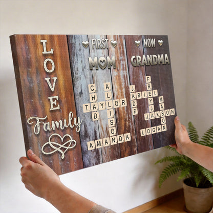 First Mom Now Grandma Poster, Personalized Family Keepsake Wall Art, Heartwarming Gift for Mom, Grandma