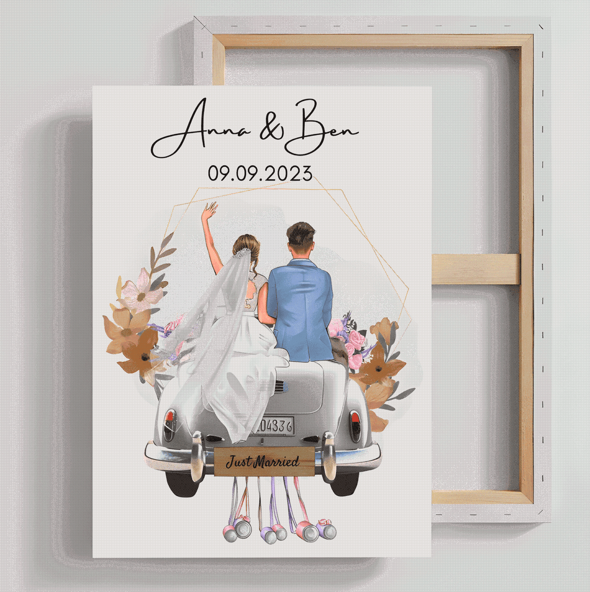 Newlyweds' Blissful Journey - 'Just Married' Personalized Poster or Canvas with Wedding Date