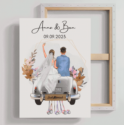 Newlyweds' Blissful Journey - 'Just Married' Personalized Poster or Canvas with Wedding Date