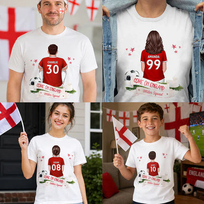 Personalized England Soccer Fan Classic Tee, Player Back View Design, Unique Gift for Family Match Days