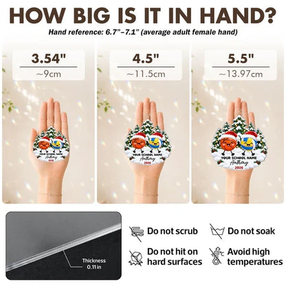 Personalized Acrylic Ornament, Cute Sports Balls in Santa Hats, Christmas Tree Decor, Unique Gift for Kids