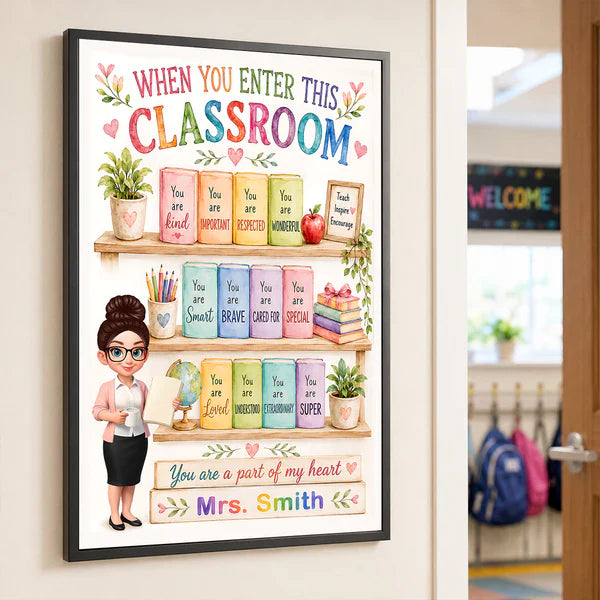 Personalized Teacher Poster, Colorful Classroom Affirmation Wall Art, Unique Creative Gift for Teacher