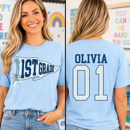 Classic Tee for Teachers, Personalized Grade Level Front & Back Design, Creative Back to School Gift