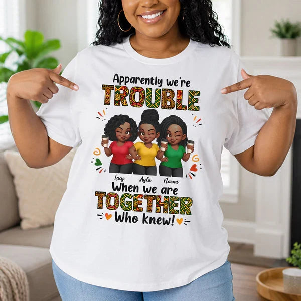 Personalized Classic Tee With Winking Friends & Tribal Lettering, Unique Gift For Close Friends