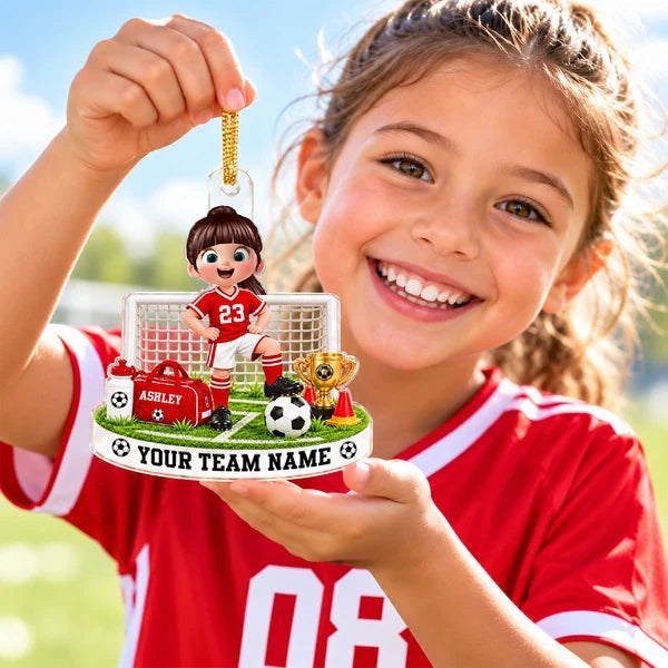 Proud Soccer Memory Acrylic Ornament, Personalized Young Athlete by Goal, Creative Gift for Granddaughter