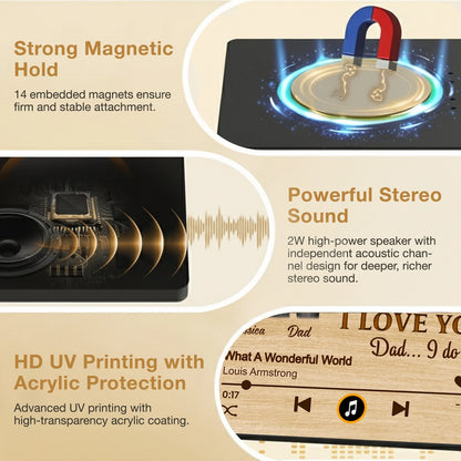 Personalized Acrylic Music Magnet Play Button Style, Hugging Couple Back View, Thank You Dad Message, Unique Gift for Dad