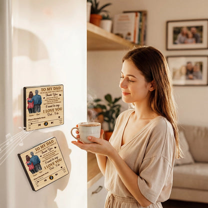 Personalized Acrylic Music Magnet Play Button Style, Hugging Couple Back View, Thank You Dad Message, Unique Gift for Dad