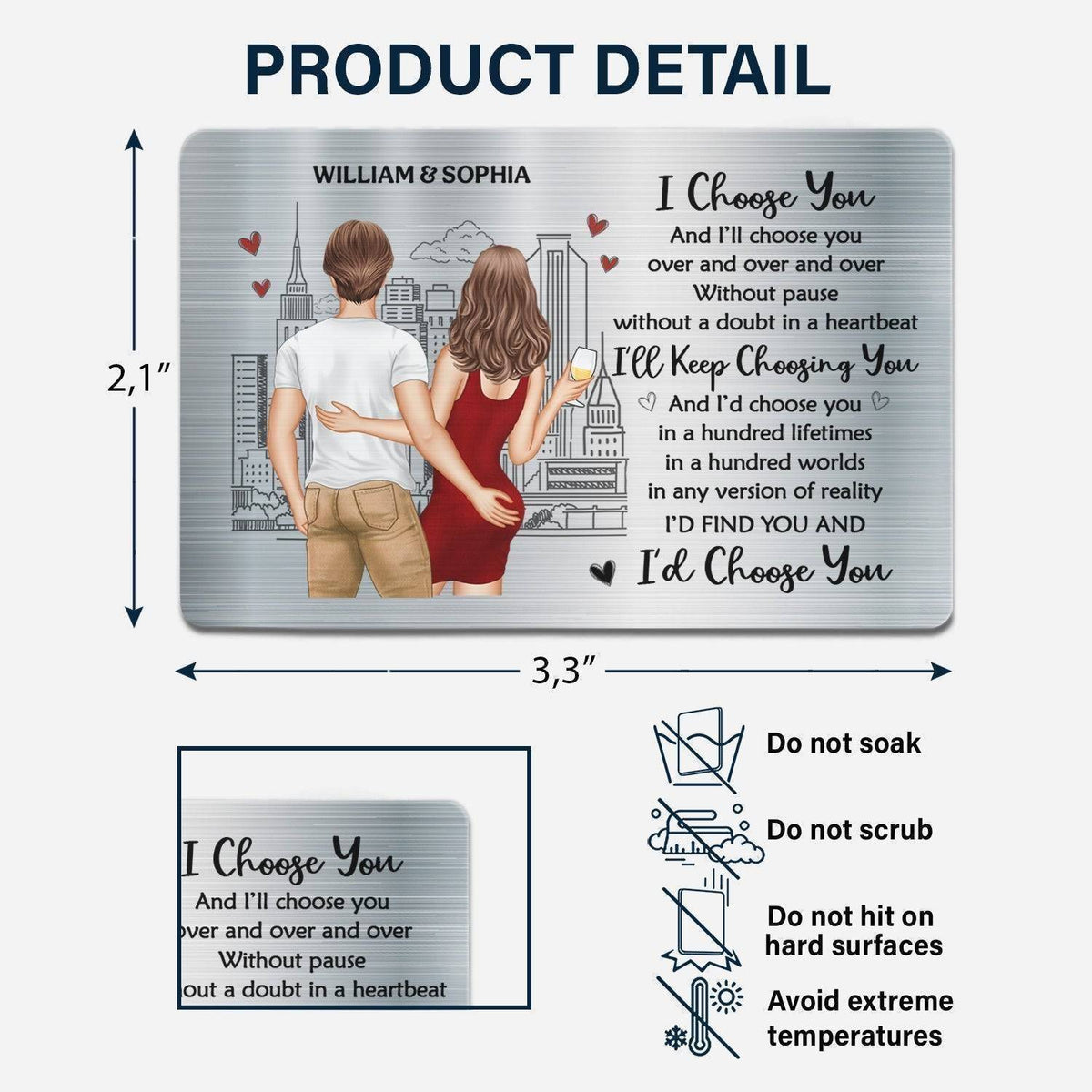 Personalized Aluminum Wallet Card with 'I Love You The Most' Engraving - Ideal for Anniversaries & Valentine's Day2