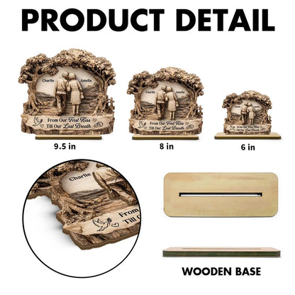 Personalized 2-Layer Wooden Plaque with Walking Couple Under Trees Romantic Unique Gift for Husband or Wife