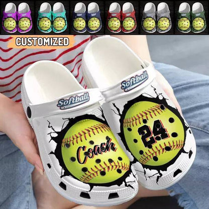Softball And Baseball Personalized Name And Number Multicolor Clogs