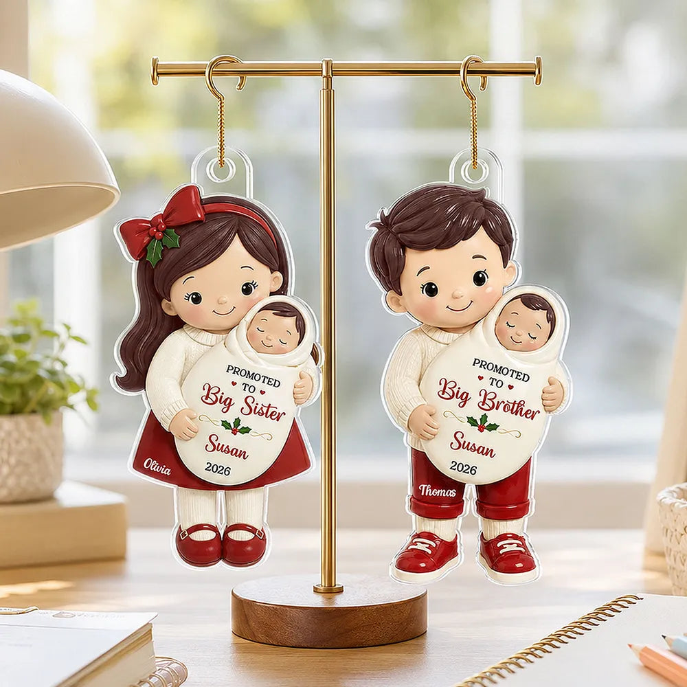 Promoted to Big Sibling Acrylic Ornament, New Baby Keepsake Creative Gift for Son or Daughter