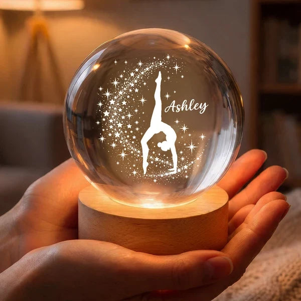 Warm Amber Globe Lamp with Starlit Split Handstand, Personalized Creative Gift for a Daughter or Granddaughter
