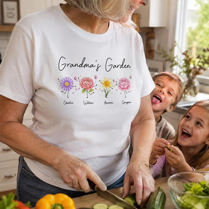Personalized Grandma's Garden Classic Tee, Cute Flower Doodle Unique Gift for Grandma