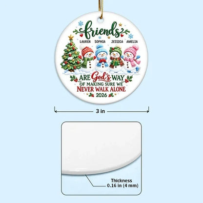 Personalized Ceramic Ornament, Snowman Friends by a Christmas Tree, Unique Gift for Best Friend