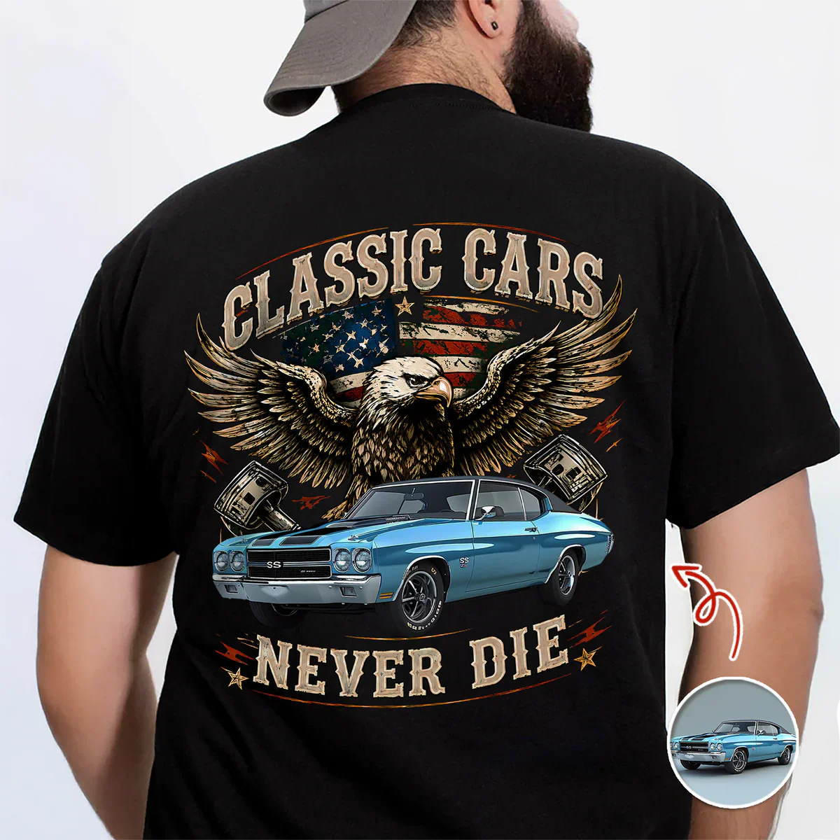 Personalized Custom Car Photo Classic Tee, I'm Not Old I'm Classic, Unique Gift for Dad or Grandpa