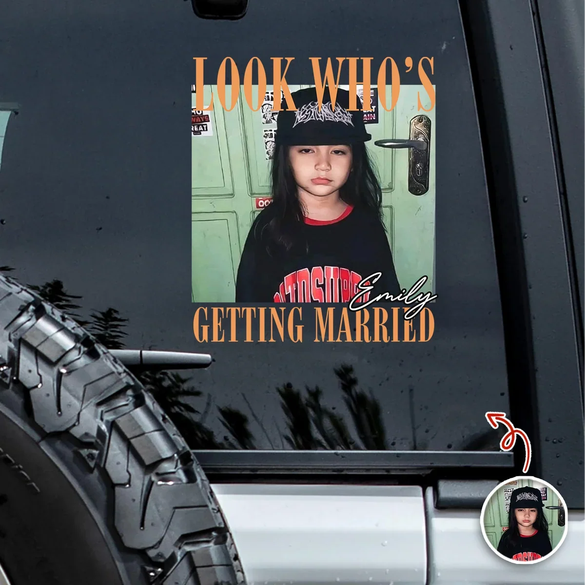 Personalized Black & White Sticker Decal, Look Who's Getting Married Car Window, Unique Gift for Bride To Be