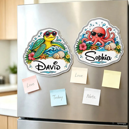 Acrylic Magnet with Cute Ocean Vibes, Custom Fridge Decor, Creative Gift for Kids & Friends