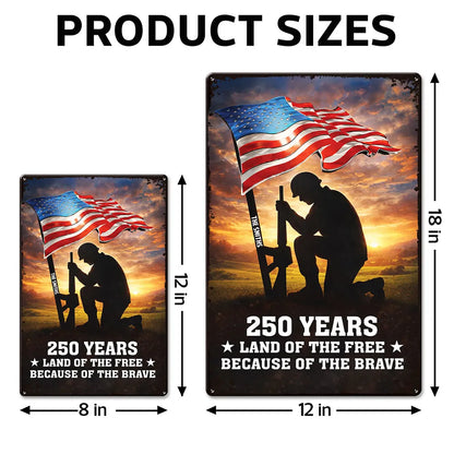 Personalized USA 250th Anniversary Rectangular Iron Sign, Kneeling Soldier Under Flag Porch Decor, Unique Patriotic Gift