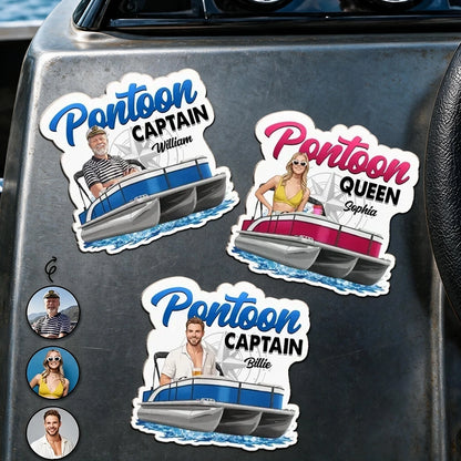 Personalized Acrylic Magnet, Boaters Aboard Pontoon Boats on Blue Water, Unique Gift for Captains & Boat Lovers