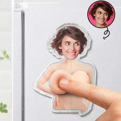 Custom Photo Silicone Acrylic Magnet, Funny Front Facing Fridge Keepsake, Creative Gift for Partner