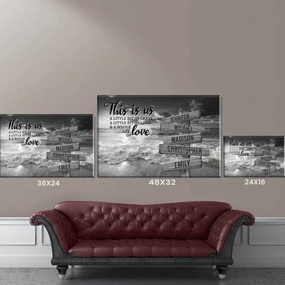 Ocean Sunset Personalized "THIS IS US" Multi-Names Premium Canvas Poster