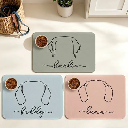 Personalized Dog Line Art Pet Feeding Mat, Everyday Tribute and Creative Gift for Dog Lovers