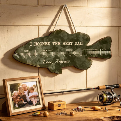 Personalized Fish Ruler Wooden Sign, Custom Fishing Decor for Dad, Unique Creative Gift