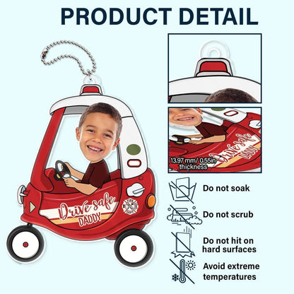 Drive Safe, Daddy - Personalized Photo Car Hanger - A Heartfelt Gift for Dad, Papa & Grandpa on Birthdays & More