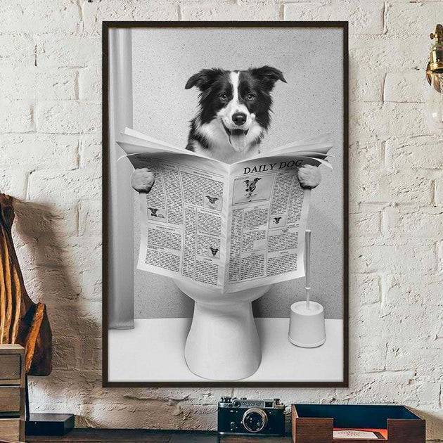 Personalized Dog Newspaper Canvas, Funny Toilet Pet Portrait, Unique Creative Gift For Dog Lovers