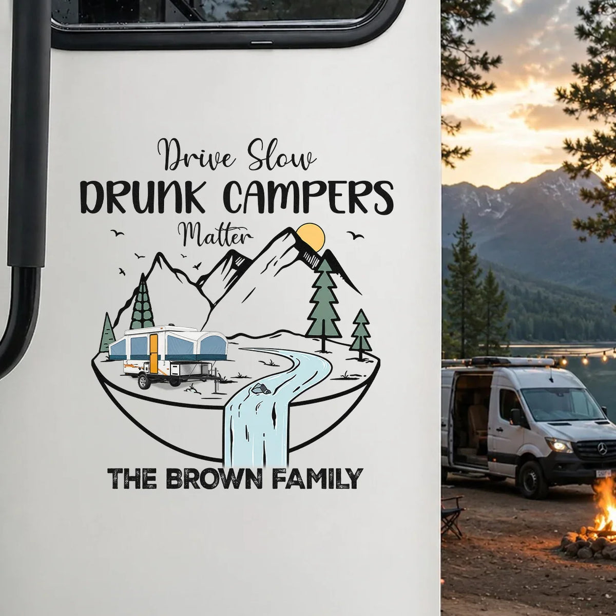 Happy Campers Personalized Sticker Decal, Forest Adventure Keepsake, Creative Gift for RV and Camping Lovers