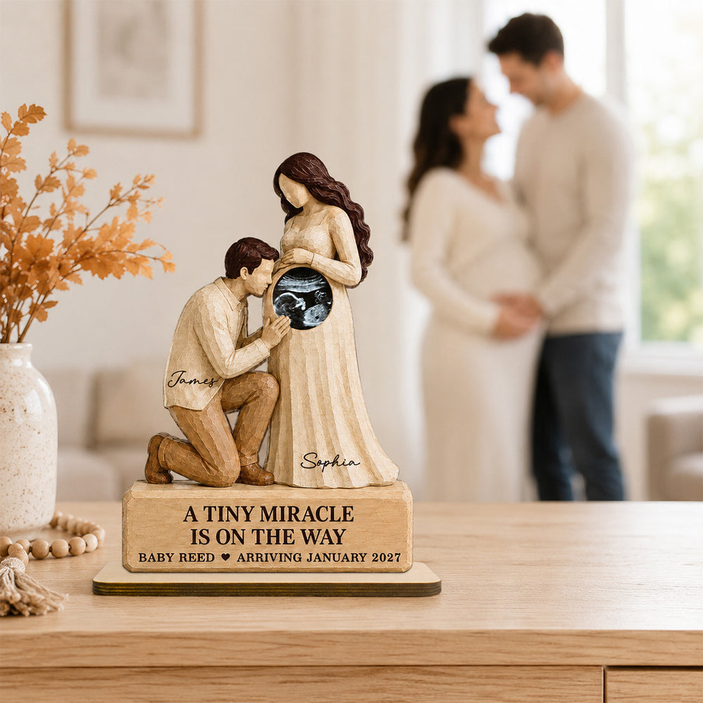 Personalized Wooden Plaque, A Tiny Miracle Is on the Way, Expecting Couple Keepsake, Creative Gift for New Parents