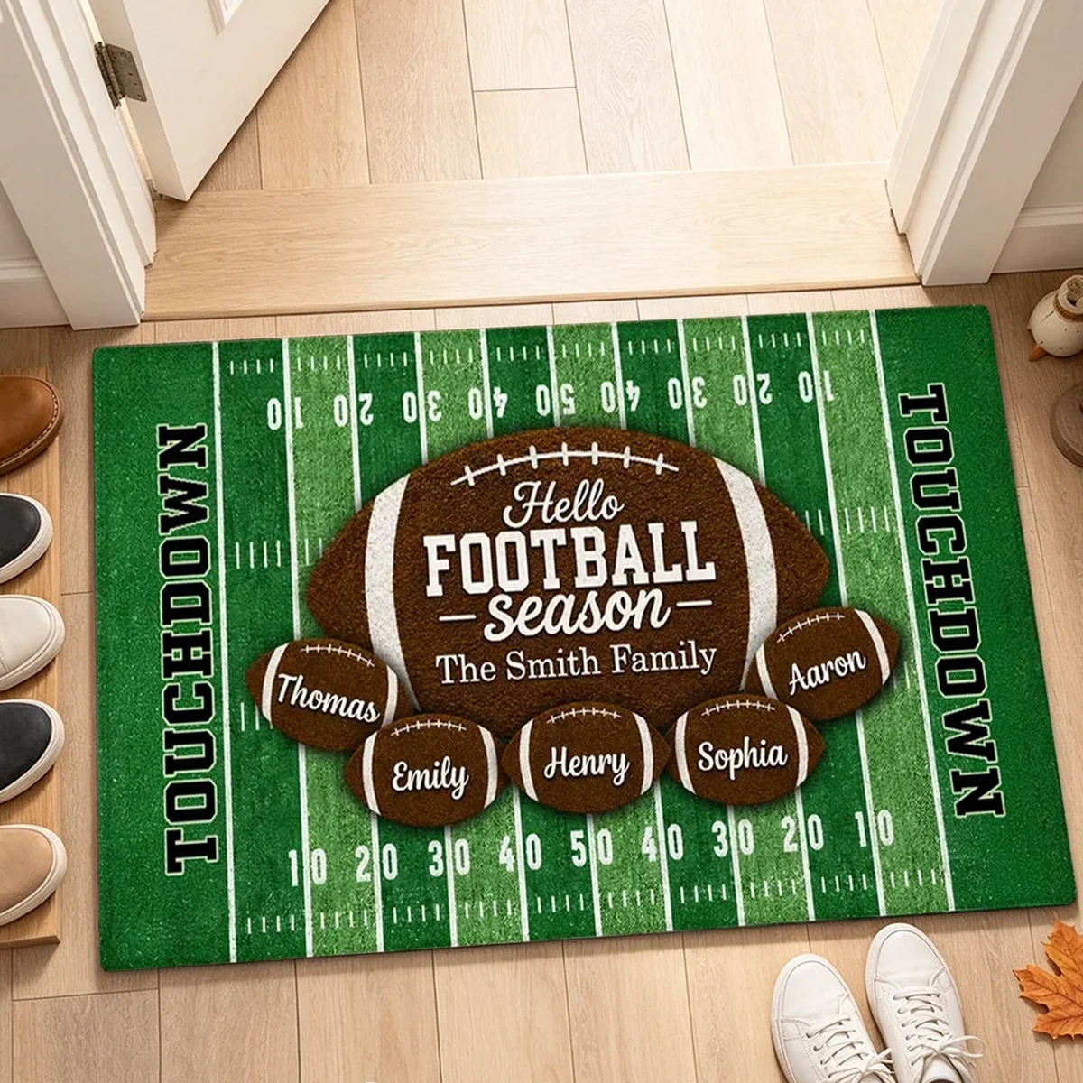 Hello Football Season Personalized Standard Doormat, Family Game Day Welcome, Creative Gift for Football Fans
