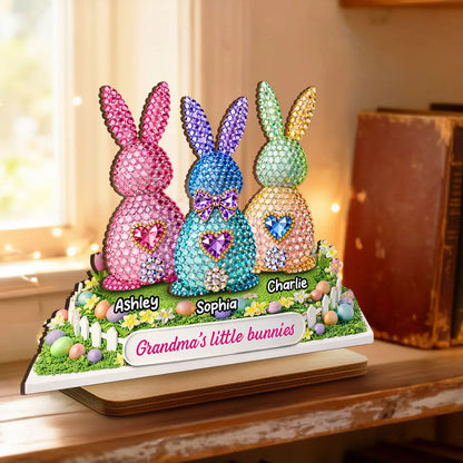 Grandma's Little Bunnies Shaped Acrylic Block Plaque Personalized Keepsake for Easter Home Accent Thoughtful Gift
