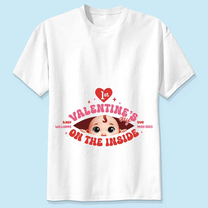 Valentine’s Day Maternity Shirt – Customizable “Baby Is Coming” Classic Tee & Women’s Tee for Expecting Moms