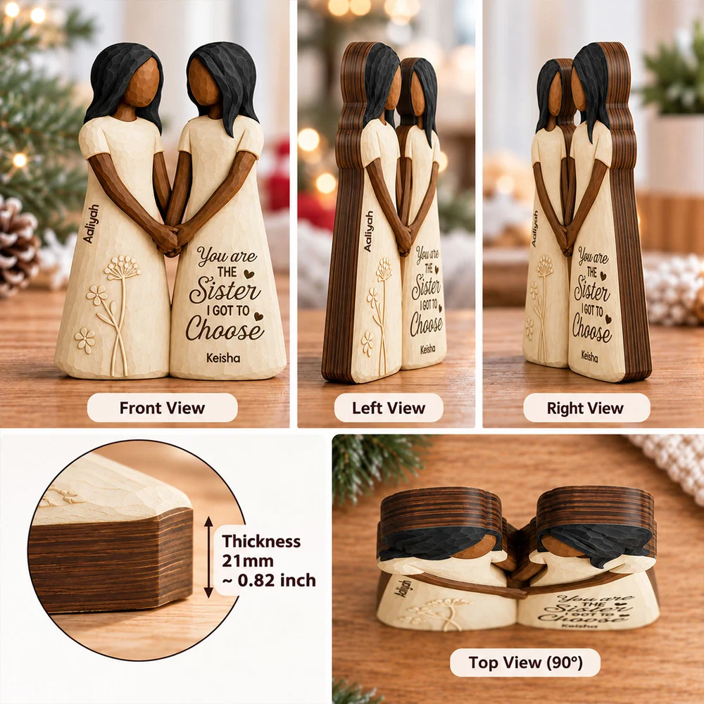 Personalized Thick Wooden Plaque, Chosen Sisters Holding Hands, Heartfelt Creative Gift for Her