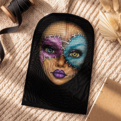 Mesh Print Balaclava Hat, Personalized Spooky Face for Family Halloween Party Photos, Creative Gift for Friends