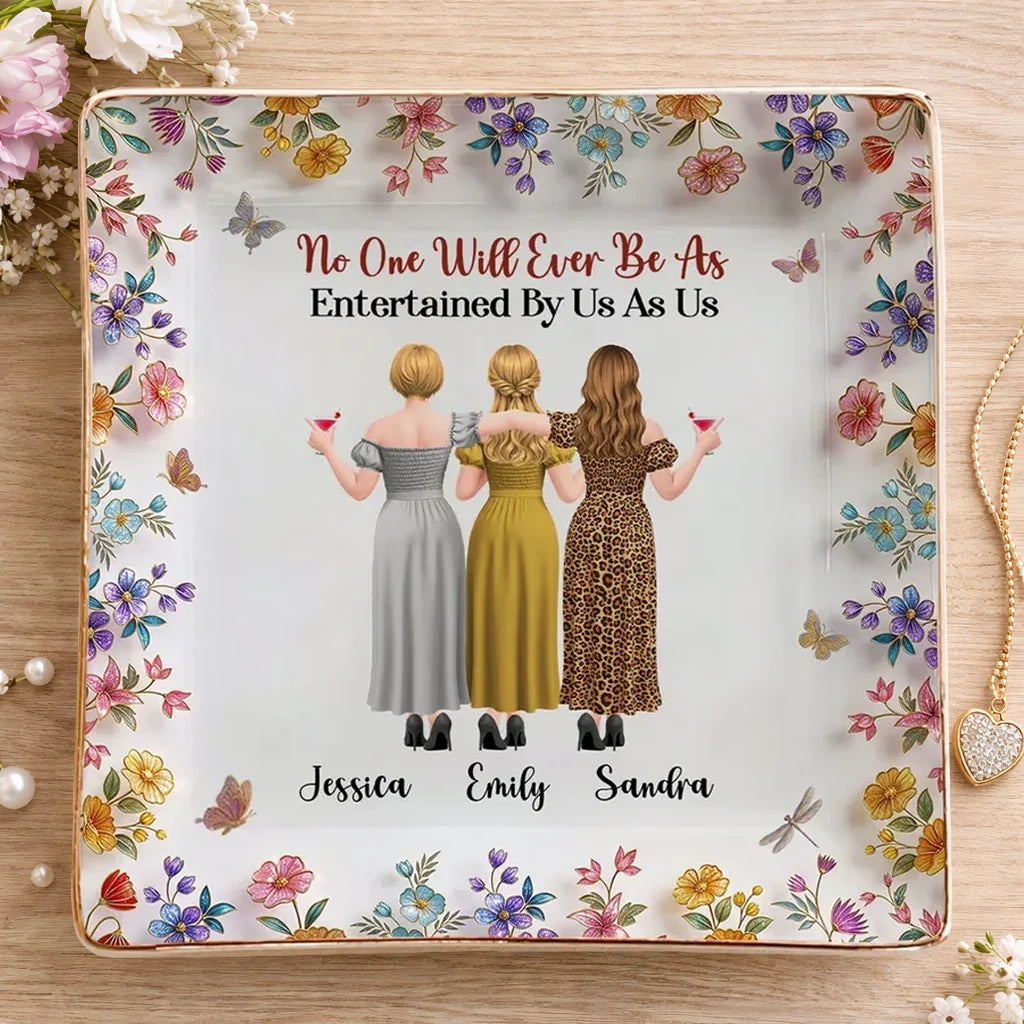 Funny Friendship Jewelry Dish, Personalized Friends Holding Drinks, Unique Creative Gift for a Best Friend