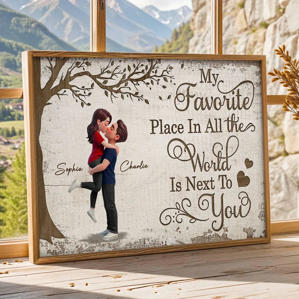 Personalized Couple Hugging Under Tree Poster Romantic Quote Wall Art Unique Gift for Husband or Wife