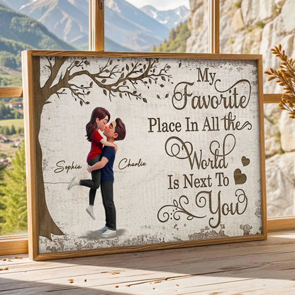 Personalized Couple Hugging Under Tree Poster Romantic Quote Wall Art Unique Gift for Husband or Wife
