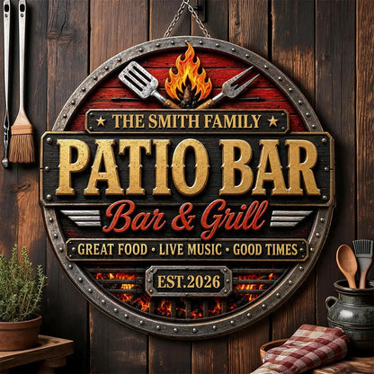 Personalized Wooden Sign, Great Food Live Music Good Times Patio Decor, Creative Gift for Families Who Love Grilling