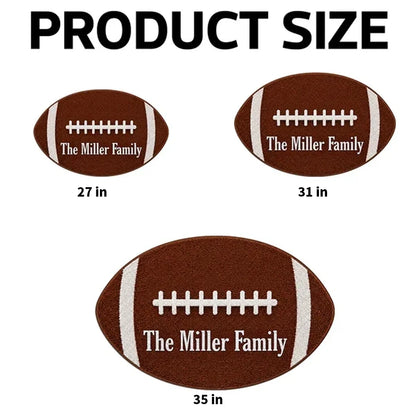 Personalized Football Shaped Doormat, Custom Family Entryway Decor, Unique Gift for Football Fans