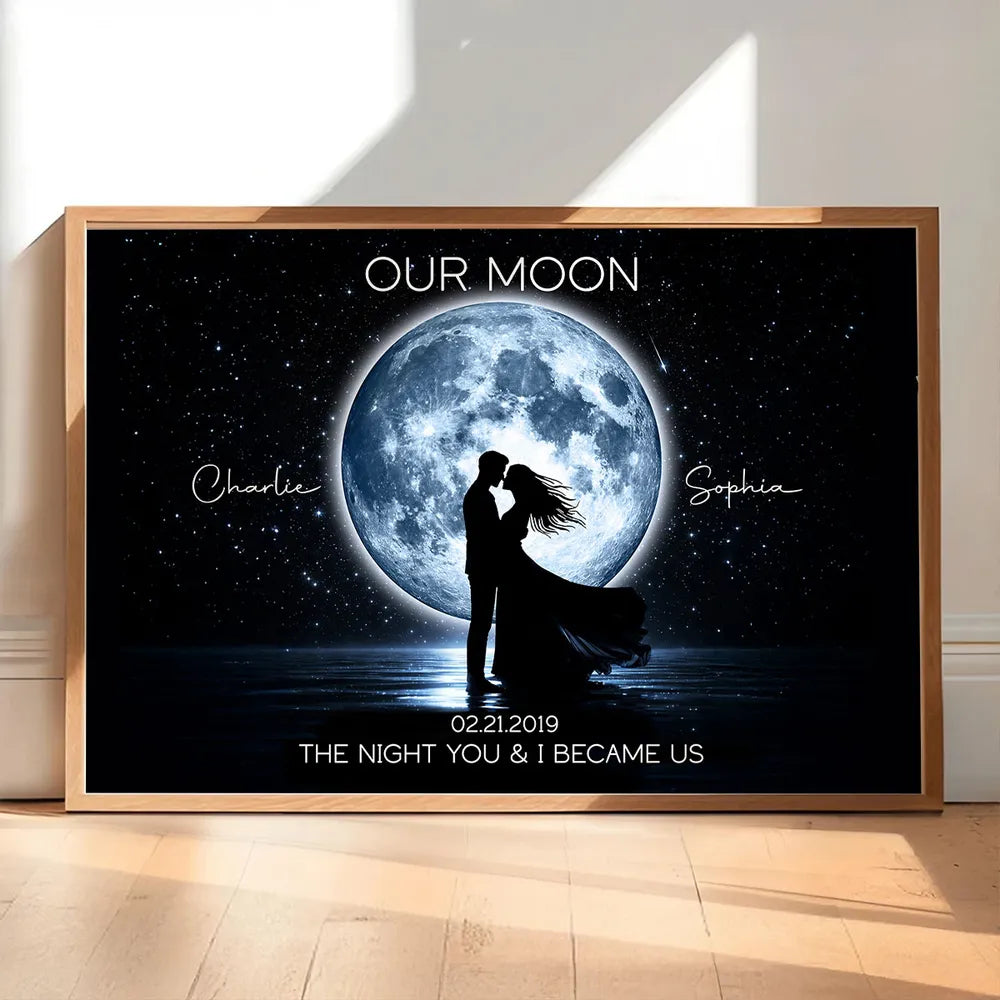 Personalized Our Moon Poster, Romantic Starry Night Wall Art, Creative Gift for Her or Him