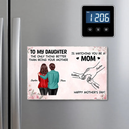 Personalized Acrylic Fridge Magnet, Mother and Daughter Hugging Art, Sweet Mother's Day Gift Idea