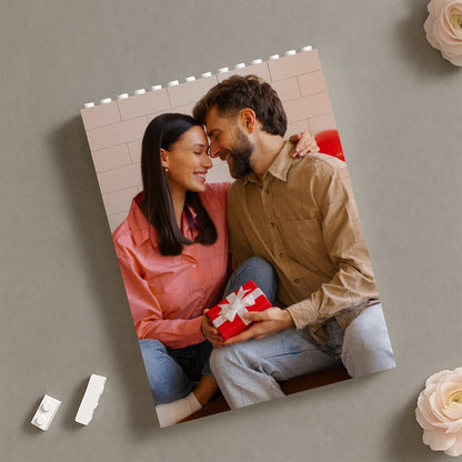 PVC Building Brick Puzzle Personalized Couple Photo with Heart Accent, Sweet Together-Time Display, Creative Gift for Boyfriend or Girlfriend