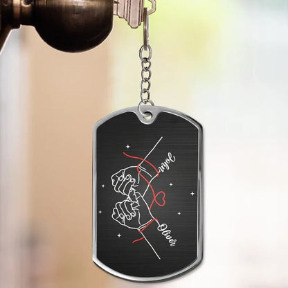 Metal Keychain with Love Quote and Linked Pinkies, Personalized Romantic Keepsake, Unique Gift for Your Partner