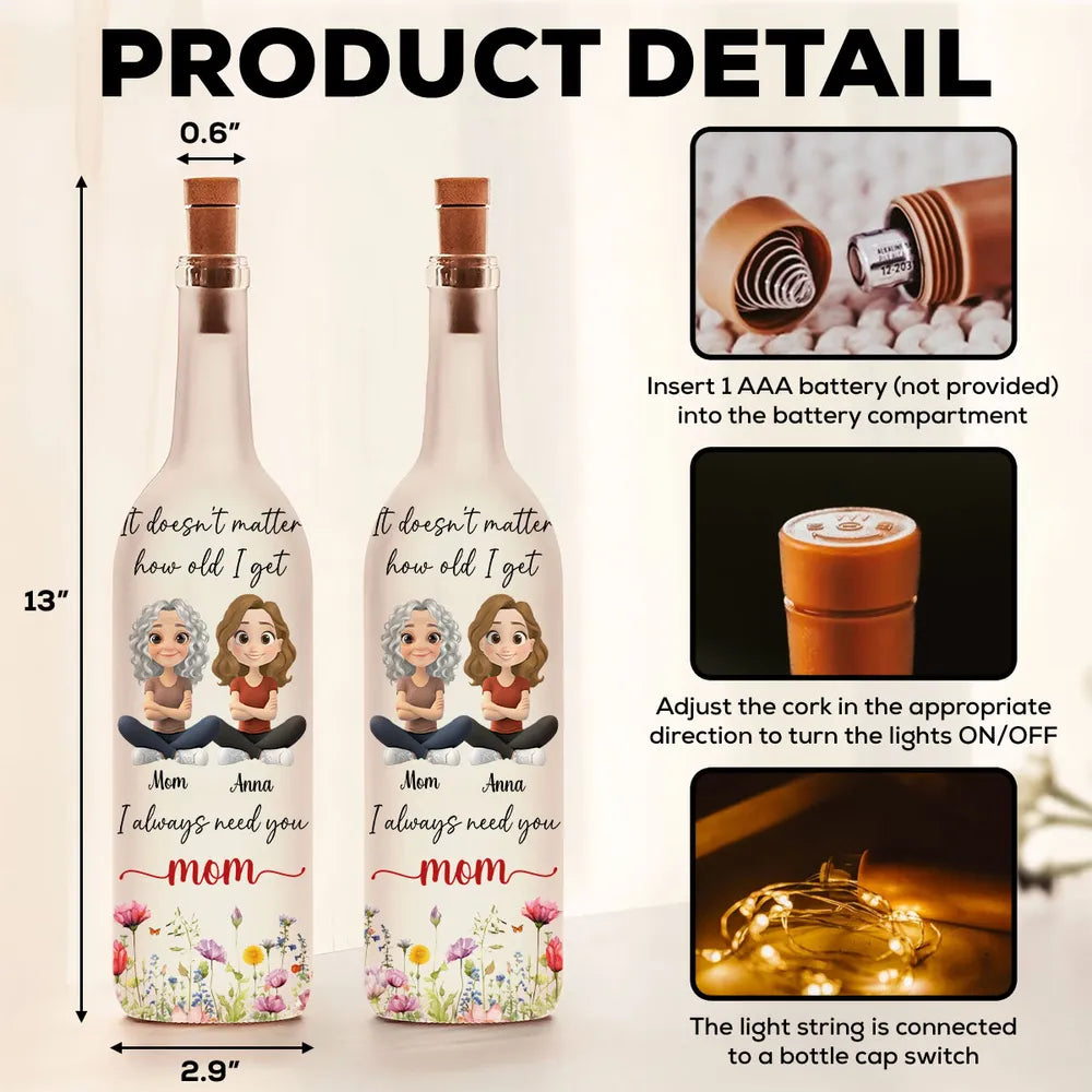 Always And Always Personalized Bottle Lamp, Sweet Mom Quote Light for Cozy Nights, Thoughtful Gift for Mom