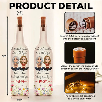 Always And Always Personalized Bottle Lamp, Sweet Mom Quote Light for Cozy Nights, Thoughtful Gift for Mom