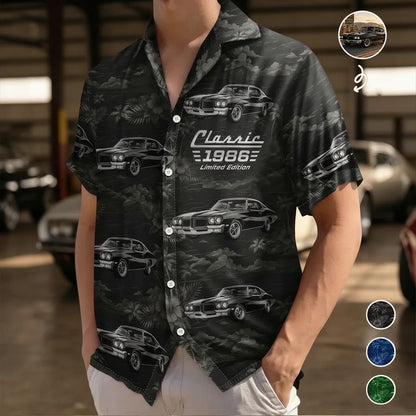 Custom Hawaiian Shirt with Vintage Car Pattern, Nostalgic Vacation Look, Creative Gift for Dad or Husband